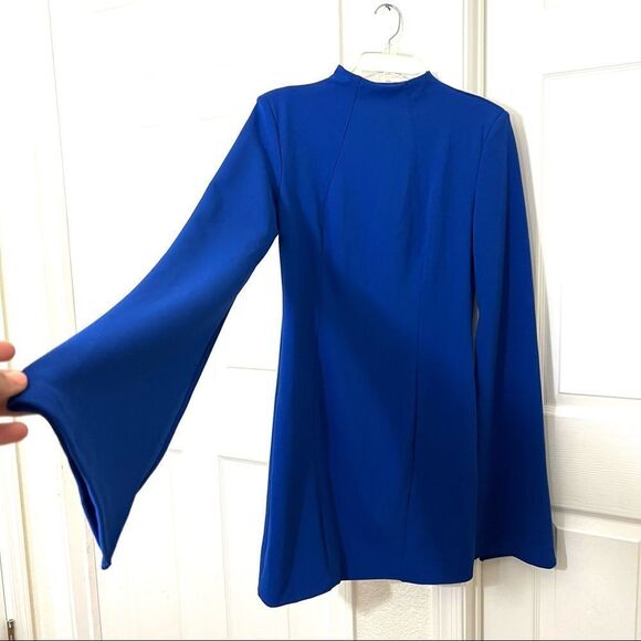 Mossman Cobalt Blue Sense Of Mystery Night Out Dress Long Sleeve Mini Size 10 - Picture 8 of 16